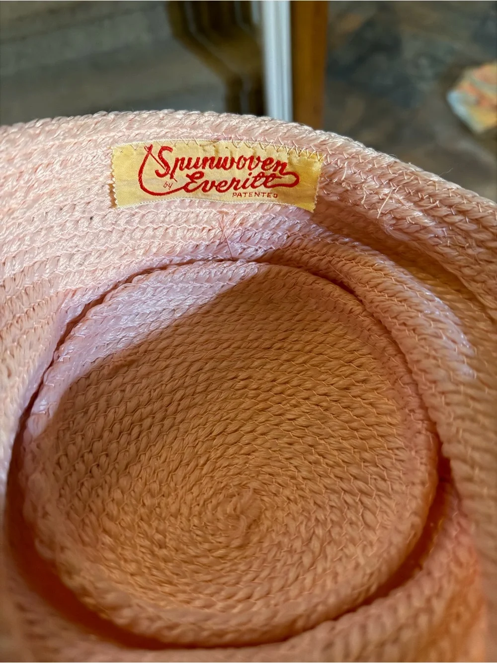 Vintage 1950s Spunwoven by Everett bonnet with Ribbon Trim